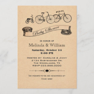 Invitation Le cru va à vélo l'invitation de baby shower