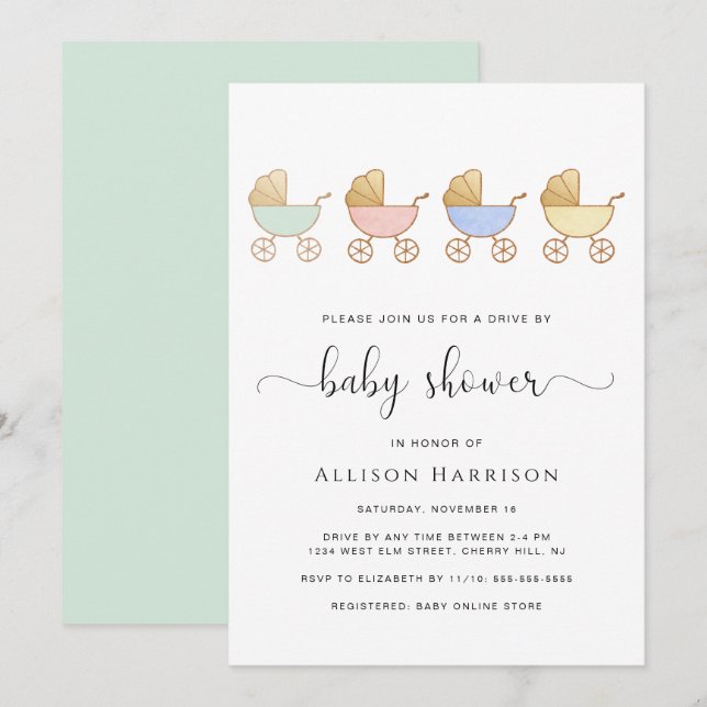 Invitation Le défilé de Retro Carriage (Devant / Derrière)