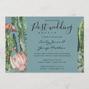 INVITATION LE DÉSERT FLORAL DE ROSE GRIS CACTI POST MARIAGE B