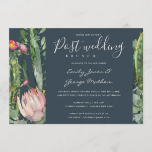 INVITATION LE DÉSERT FLORAL DE ROSE GRIS CACTI POST MARIAGE B