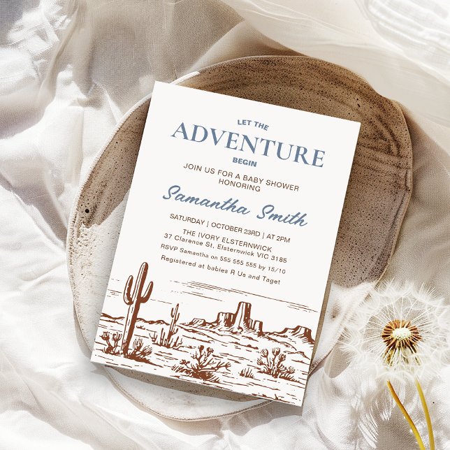 Invitation Le désert sauvage Laisser Aventure Commencer le Ba (Boys Wilderness Desert Let the Adventure Begin Baby Shower Invitation, Wilderness Themed Baby )
