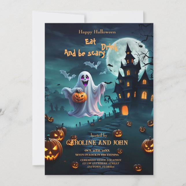 Invitation Le design enchanteur d'Halloween se transmet. (Devant)