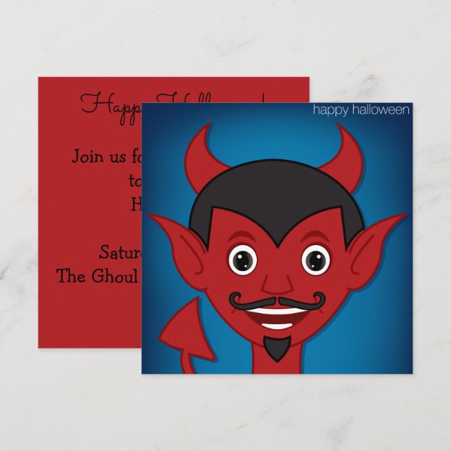 Invitation Le diable d'Halloween (Devant / Derrière)