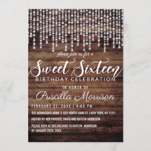 Invitation Le diamant accrochant en bois rustique allume le