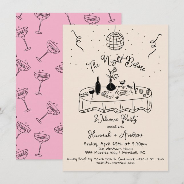 Invitation Le Dîner de Répétition de la Veille (Devant / Derrière)