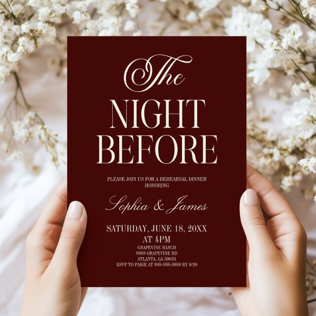 Invitation Le Dîner de Répétition de Mariage la Veille de Bou (Créateur téléchargé)