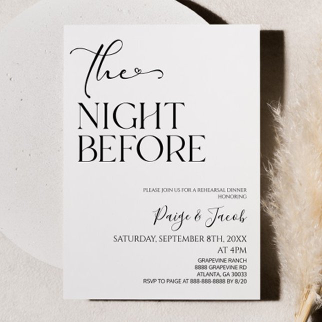 Invitation Le Dîner de Répétition de Mariage Minimal la Veill (Créateur téléchargé)