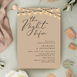 Invitation Le Dîner de Répétition de Mariage Romantique de la