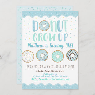 Invitation Le Donut grandit à l'Anniversaire du Donut bleu