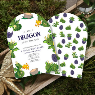 Invitation Le Dragon Mignonne Est En Voie D'Une Douche Neutre