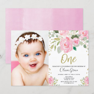 Invitation le ęr anniversaire rougissent anniversaire floral