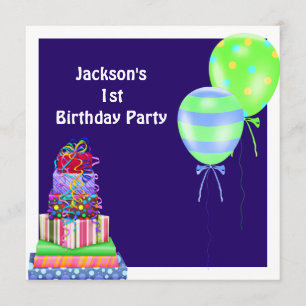 Invitation Le ęr gâteau d'anniversaire de garçons monte en