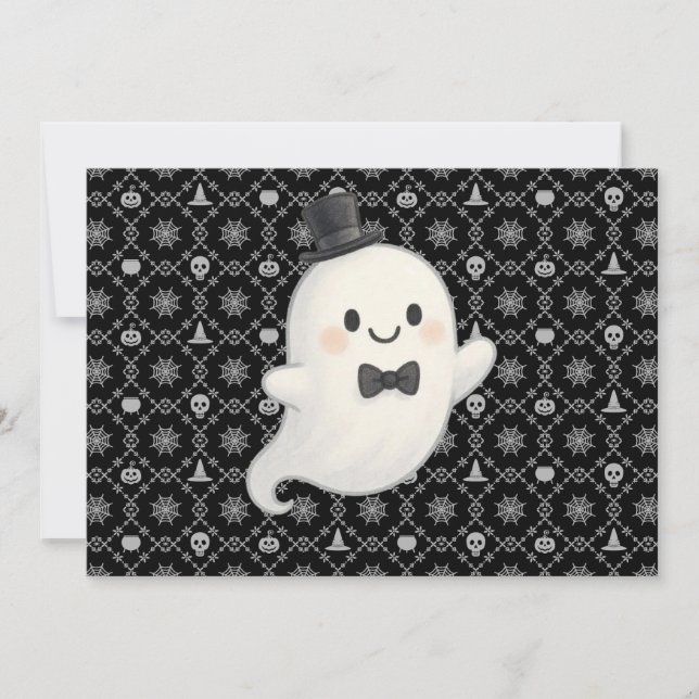 Invitation Le fantôme de dessin animé de Suave Halloween (Devant)