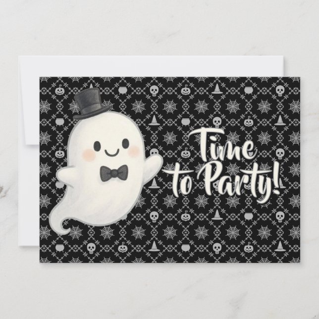 Invitation Le fantôme de dessin animé de Suave Halloween (Devant)