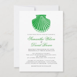 Invitation Le feston Shell vintage de mariage de plage