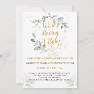Invitation Le feuillage verdoyant Nous avons un bébé Faire-pa