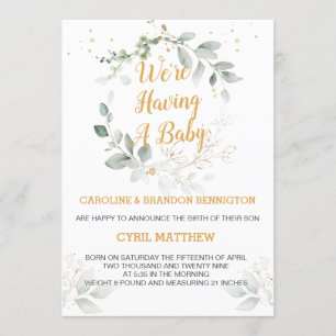 Invitation Le feuillage verdoyant Nous avons un bébé Faire-pa