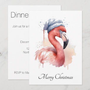 Invitation Le flamant rose de Noël de Santa, personnalisé