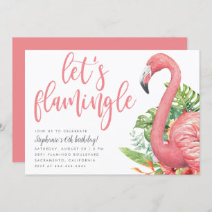 Invitation Le Flamant rose Feuille tropical Flamingle
