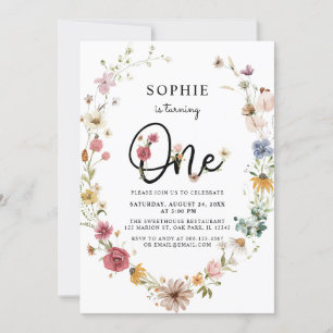 Invitation Le fleur sauvage devient une fille de 1er annivers