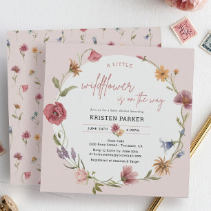 Invitation Le fleur sauvage Est Sur Le Chemin Du Baby shower