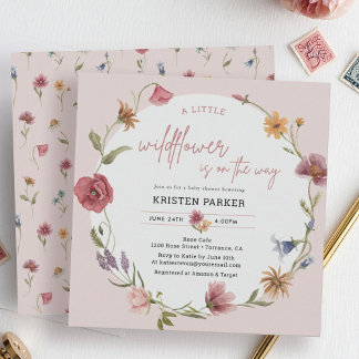 Invitation Le fleur sauvage Est Sur Le Chemin Du Baby shower 