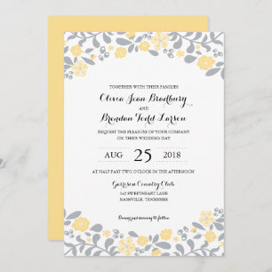 Invitation Le fleur sauvage gris et jaune fleurit   épousant