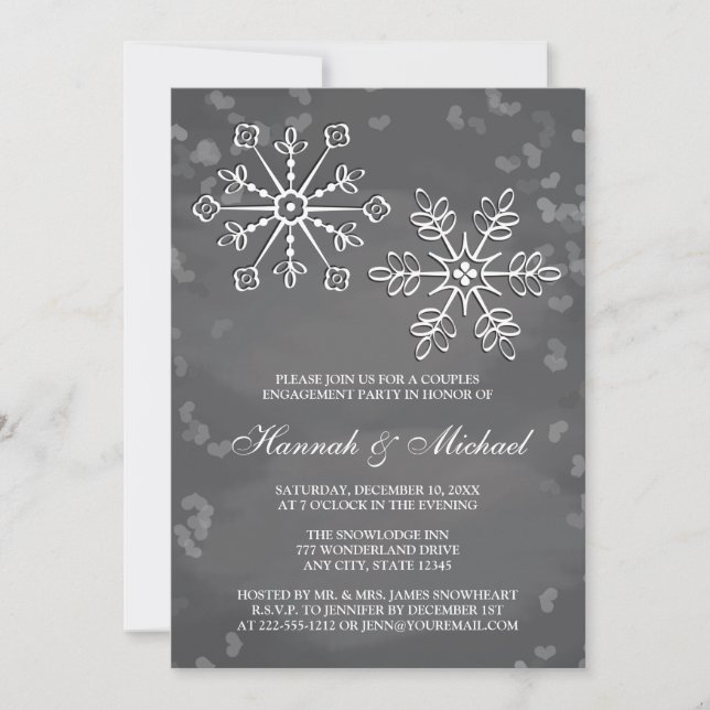 INVITATION LE FLOCON DE NEIGE DE TABLEAU COUPLE LA PARTIE DE (Devant)