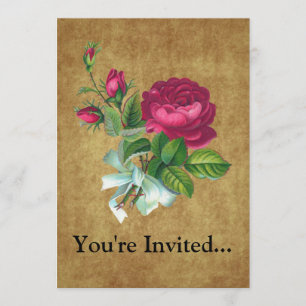 Invitation Le fuchsia vintage s'est levé