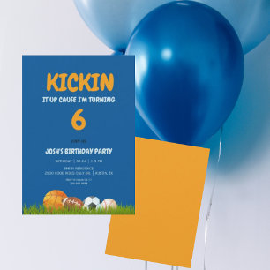 Invitation Le garçon Kickin it Up Colorful Blue Anniversaire