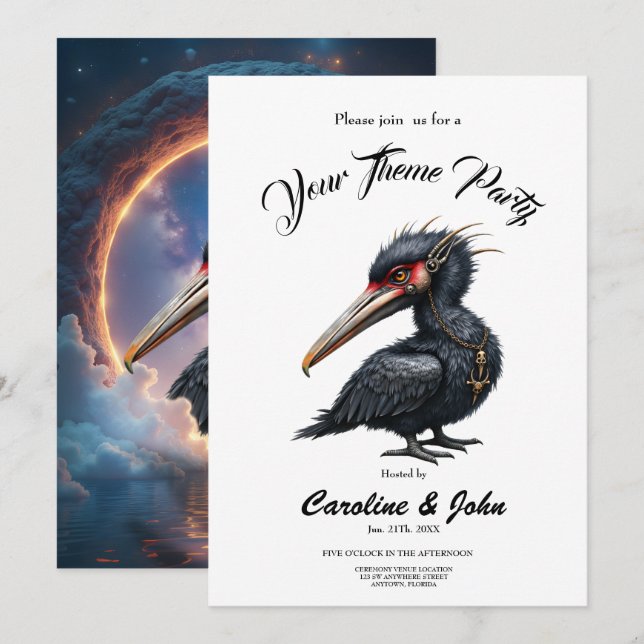Invitation Le Gardien du Portail – Oiseau Fantastique (Devant / Derrière)