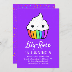Invitation Le gâteau mignon arrose la fête d'anniversaire des