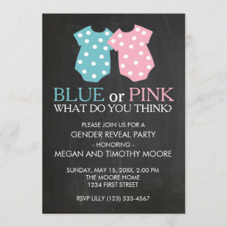 Invitation Le genre bleu ou rose indiquent le tableau