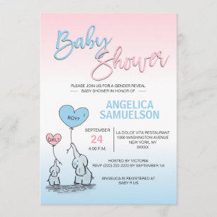 Invitation Le genre bleu rose indiquent le baby shower