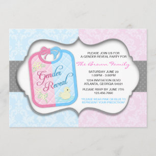 Invitation Le genre chic de bavoir de bébé de damassé de