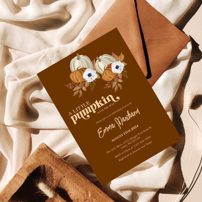 Invitation Le genre citrouille révèle le baby shower de fleur (Créateur téléchargé)