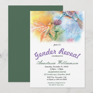 INVITATION LE GENRE DE BÉBÉ DE COLIBRIS INDIQUENT