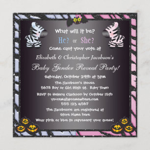 Invitation Le genre de bébé de Halloween indiquent des zèbres