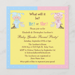 Invitation Le genre de bébé indiquent les bébés et les lapins