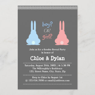 Invitation Le genre de lapin indiquent la partie