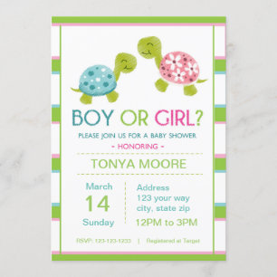 Invitation Le genre de tortue indiquent le baby shower