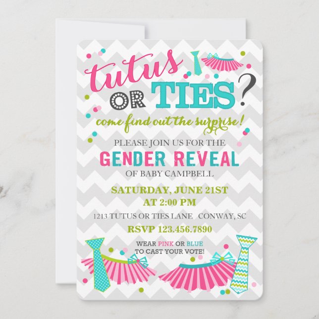Invitation Le genre de tutus ou de cravates indiquent (Devant)