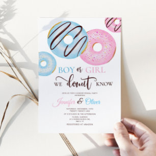 Invitation Le genre Donut bleu et rose révèle