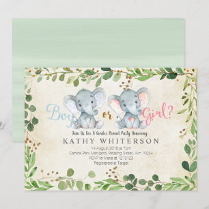 Invitation Le genre éléphant révèle la grenerie d'invitation