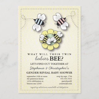 Invitation Le genre heureux de jumeaux de famille d'abeille