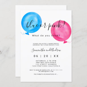 Invitation Le genre indiquent la typographie rose de ballons