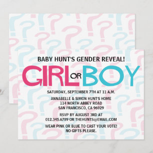 Invitation Le genre rose et bleu de typographie indiquent la