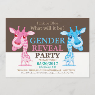 Invitation Le genre rose ou bleu de girafe indiquent la