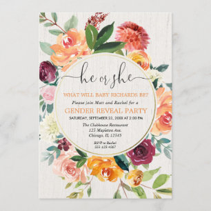 Invitation Le genre rustique floral de guirlande de chute