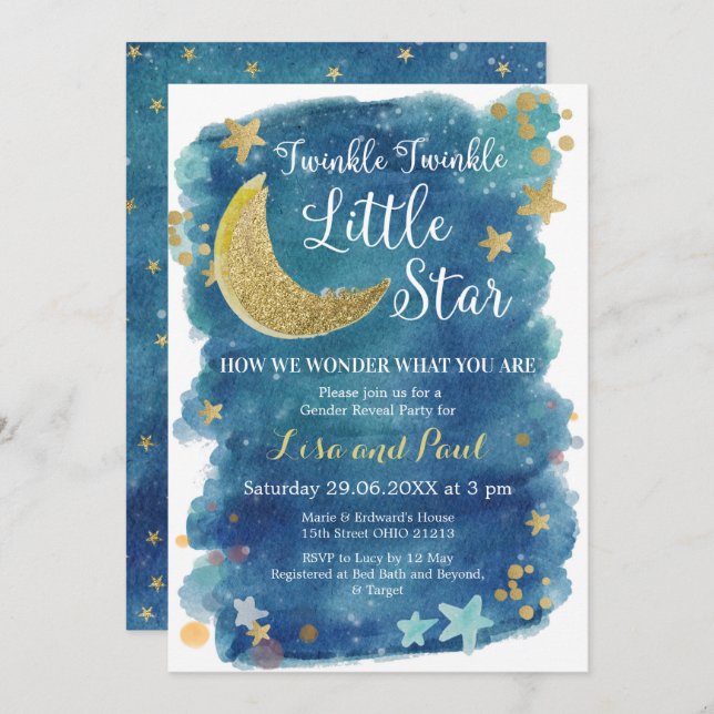 Invitation Le genre Twinkle Little Star révèle (Devant / Derrière)